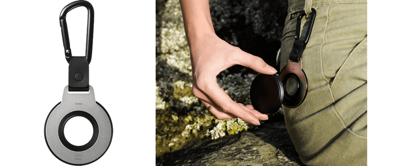 Magnetic metal lens cap holder (sold separately)